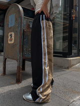 Half Camo Color Matching Line Training Pants