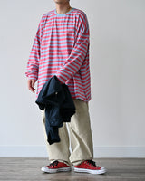 BHNY LOOSE FIT SLIT STRIPED LONG SLEEVE T-SHIRT
