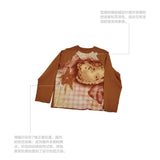 original cake puppy print raglan style T-shirt bottoming shirt top