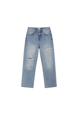 Distressed Straight Leg Jeans