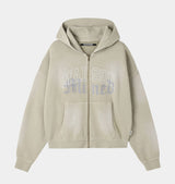 26SS★ ウォッシュ加工クロップドフードジップアップ