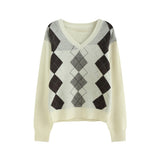 Chloé Argyle V-Neck Knit Sweater