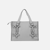HIERARCHY STUDIOS ENE - Grey Metal Plate Stud Tote Bag