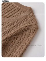 wool button twist embroidered long-sleeved knitwear
