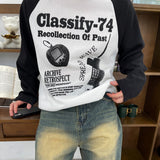 ラグランニットロングスリーブワッフルムードTシャツ