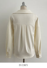 Doberin Open Collar Pintuck Blouse (Belt Set)