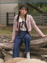 Waist Banding Floral Cardigan (Pink)