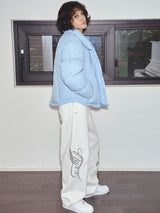 CURVE LINE COLLARED DOWN PUFFER (SKY BLUE)