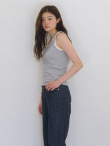 コラボレーションスリーブレストップ - Gray