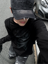 シークレットプリンティング長袖ルーズフィットTシャツ