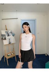 cat lace bow sleeveless tee