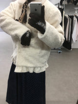 フリルヘムハヘアリーハーフコート (2color)