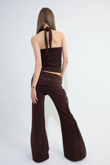 Lace flared pants - Brown
