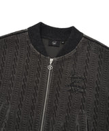 Women’s Cable Knit Zip-Up Jacket Charcoal