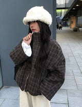Quad Check High-Neck Avant-Fit Wool Jumper