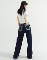 Double Side Seam Cutting Denim Pants