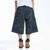Destroyed Camo Carpenter Bermuda Pants - CHARCOAL