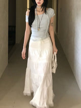ヘイレイアンバランスオフショルダーレースハーフTシャツ & マフラーセット