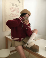 [BELLIDE MADE] Round colour matching knit zip-up
