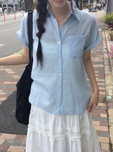 Mame One Pocket Roll-Up Short Sleeve Collar Over Shirt