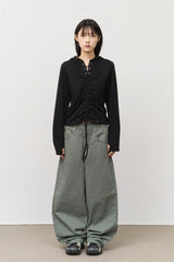 (W) Rim Eyelet Hooded Top