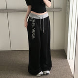 Senit Color Block Rhinestone Wide Training Pants