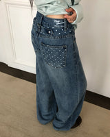 Guen Star Back Buckle Wide-Leg Denim