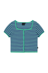 SQUARE NECK STRIPE CARDIGAN