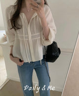 Ribbon shirring blouse(2color)