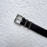 Matte Silver Engraved Buckle Belt