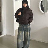 Yukan Matt Basic Oversized Fit Short Padded Jacket