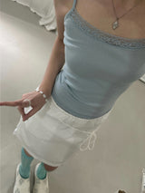 Lace Cami Top (Tumble, Bio-Washed) 3sizes - Powder blue
