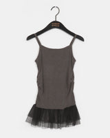 Potel see-through dot frill shirring layered sleeveless