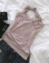 Haon Eyelet Shirring Halter Sleeveless