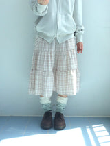 cream checkered pocket skirt