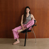 Wool 100% Striped Knit Sleeveless_Grey