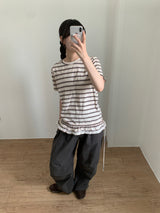 ピンレースクルーネックTシャツ (3color)