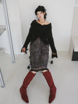 chiffon banding leopard long skirt