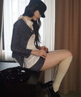 Metallic Button Tab Cardigan_Navy