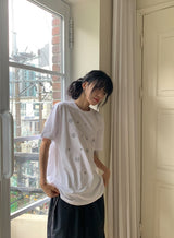 [unisex] ミュール ルーズフィット プリンティング ショート スリーブ ティー