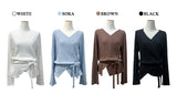 Lauren Ribbed Strap Long Sleeve Wrap (4 Colors)