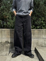 Cut line reverse denim pants