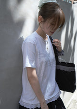 Bow sound Lace T-shirts (white)