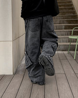 Skull Dart Wide Cargo Denim Pants
