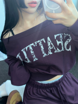 HIP PRINTING LETTERING オフショルダースウェットシャツ💟💙🩶4COLOR