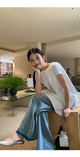 フレンチシャツ ルーズフィット ノースリーブTシャツ