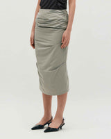 Draped Long Skirt _ GREY