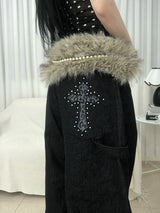 Stud Cross Wide Denim Pants