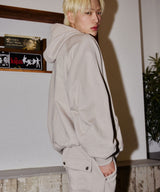 SOO APPLIQUER BALLOON HOOD ZIP-UP_BEIGE GRAY