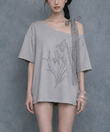 Iris Lace Ribbon Tee #Gray(灰)